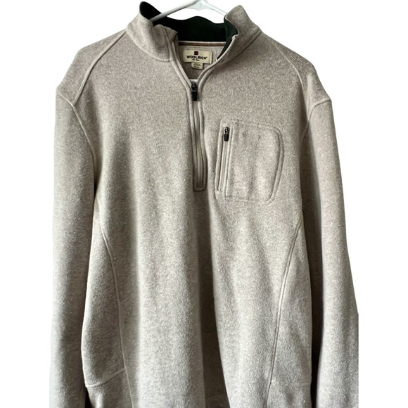 Woolrich Men's Pullover Sweater Size XL 1/4 Zip Beige Long Sleeve - Picture 1 of 7